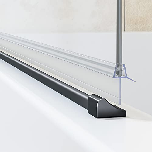 Schwallschutzleiste Alu 2 x 95 cm Schwarz Schwallleiste Alu Dusche Schwallschutz-Profil für Glas Duschen duschwasserstop