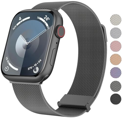 Vancle Cinturino di ricambio per Apple Watch 40 mm, 41 mm, 38 mm, 42 mm, 44 mm, 45 mm, 49 mm, per uomo e donna, in acciaio inox, con magnete migliorato, per iWatch Series 9, 8, 7, SE 6, 5, 4, 3, 2, 1,