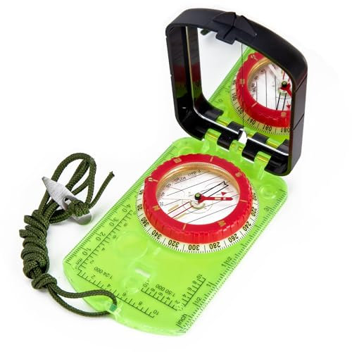 Sportneer Militär Marschkompass, Professioneller Taschenkompass Kompass Compass mit Tragschlaufe für Jagd Wandern und Aktivitäten Camping im Freien, Wasserfest und Stoßfest (Fluoreszenzgrün)