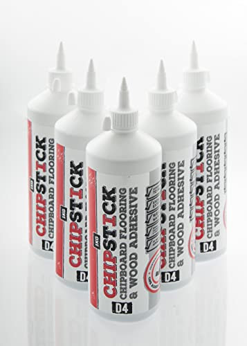 Chipstick D4 PU Foaming Flooring Glue | High-Strength Expanding Wood Adhesive for Chipboard Floors & Stairs | 1KG Bottles, Pack of 5 | Ideal for Squeaky Floor Repair & Installation