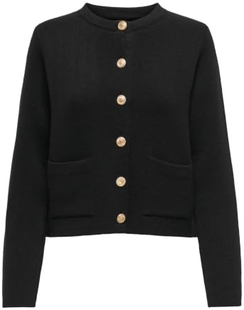 JDY Damen Strickjacke Rundhals Knopfleiste Knit Fit Vielseitig Bequem Cardigan