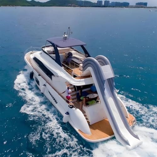 Femxizor Inflatable Water Yacht Slide Floating Water With Air Pump And Heightened Safety Net for Summer Sports Park Lake,19.6Ft/6M,White
