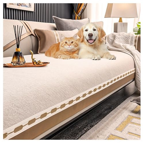 YSMSMZJK Kratzfest Couch überzug, Sofa Cover L Shape Kombinierbar Eckbank Bezug Couch überwurf,Beige-70 * 90cm/28 * 36in