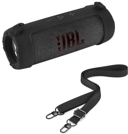 Hzycwgone Silicone Cover Case for JBL Flip 7 - Portable Waterproof and Drop-Proof Speaker,for JBL Flip 7 Travel Carrying Skin Protective Case Shoulder Bag Accessories,Black