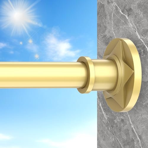 Haryaers Gold Shower Curtain Rod Decorative Curtain Rods Shower Tension Rods 30-100 Inch Non Slip Never Rust No Drilling Stainless Steel Spring Tension Shower Rod for Bathroom Window Living Room