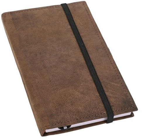 Gusti Buch Leder - Riana Notizbuch Tagebuch mit Stiftehalter DIN A5 Braun