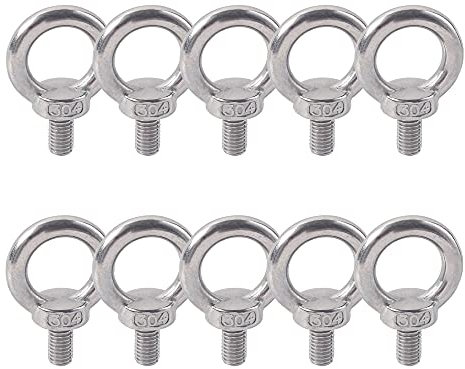newlng M6X11 Golfari Bullone ad Occhiello Acciaio inossidabile 304 per Sollevamento Filettatura Maschio ad Anello Bullone a Occhiello Viti Macchina Spalla 10PZ