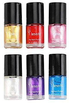 POPETPOP Nail Polish for Dogs with Dark Nails Pet Dog Nail Polish-6pcs Pet Grooming Kit Water-based Healthy Paw Grooming Dog Nail Polish Quick Dry for All Pets Red Glitter for Nails