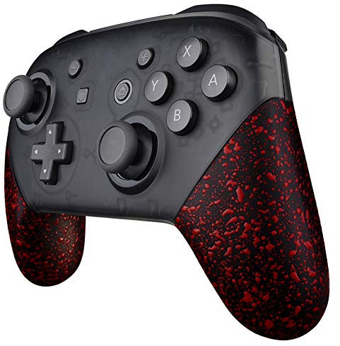 eXtremeRate Carcasa de Grip para Nintendo Switch Pro - Repuestos DIY Mango de Agarre Antideslizante, Placa de Empuñadura para Nintendo Switch Pro Mando - No Incluye Control (Salpicaduras Rojas)
