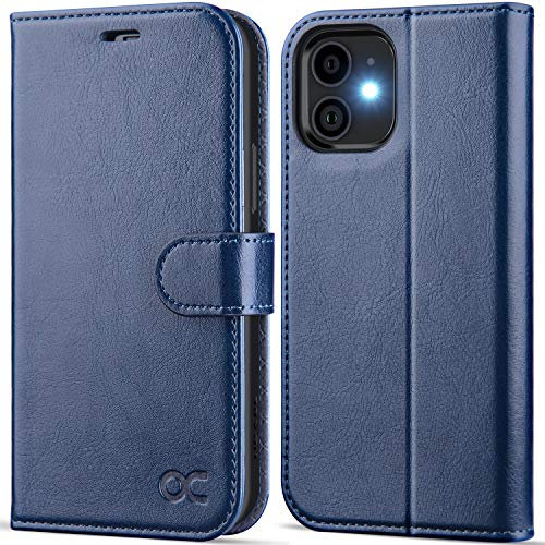OCASE for iPhone 12 Mini Case, Premium PU Leather Wallet, Magnetic Flip Folio Cover with RFID Blocking, Card Holders, Shockproof TPU, and Kickstand for 5.4 Inch iPhone 12 mini, Black