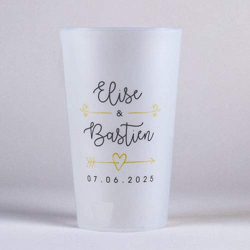 Gobelet de Mariage à Personnaliser, eco Cup personnalisé pour Mariage, Verre Plastique Mariage (125)