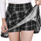 DJT Damen Mädchen Basic Solid Dehnbaren Informell Mini Skater Rock mit Shorts Schwarz Plaid X-Small