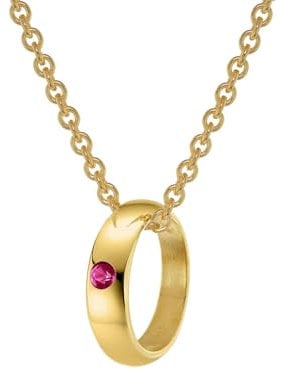 trendor Anhänger Taufring Gold 333 mit Rubin an goldplattierter Kette 39460-38 38 cm