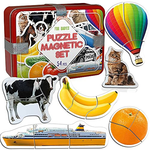 magdum Magnet Puzzle Kinder Zoo+Bauernhof+Obst+GEMÜSE+Transport - Kinder Puzzle - Puzzle für Kinder - Magnet Spiele für Kinder - Lernspielzeug - Magnetpuzzle - Magnetische Puzzle - Puzzle Baby