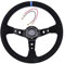 Motorsport Lenkrad, Asudaro Rennlenkräder Auto Sport Racing Drift Lenkrad 6-Loch-Lenkrad, Rallye/Drift/Race/Universal 13-Zoll Lenkrad aus Wildleder mit Hupenknopf Zubehörsatz,Blau