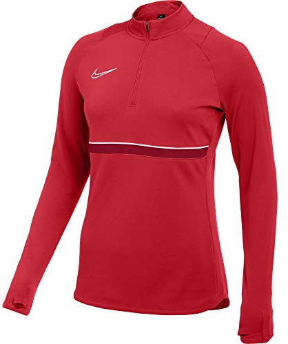 Nike Academy 21 Drill Top - Felpa da Donna, Donna, CV2653-657, Rosso/Bianco/Rosso/Bianco, L