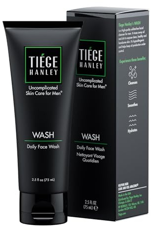 Tiege Hanley Täglicher Gesichtsreiniger für Herren: sanftes Reinigungsmittel ohne Parfum für Herren, 2,5 Unzen