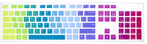 WYGCH Silicone Keyboard Cover for Dell KM636 Wireless Keyboard & KB216 Wired/for Dell Optiplex 5250 3050 3240 5460 7450 7050/Inspiron AIO 3475/3670/3477 All-in one Desktop Keyboard Skin-Rainbow