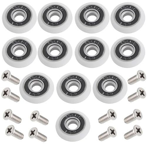 Dtoterul Roulette Porte 12 pièces Roulette de Douche 23mm Roulette Porte Coulissante de Douche Roulette Porte de Douche Roue de Porte Coulissante Porte a Roulette avce Vis pour Coulissante de Douche