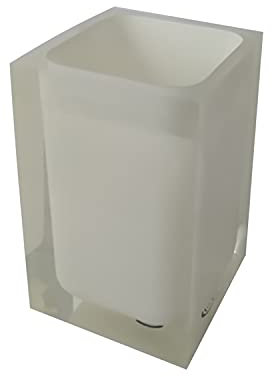 Gedy Blanco Auckland Baño, Medidas y Peso: 11 x 7,2 x 7,2 cm & 0,29 kg, Portacepillos de Resina Transparente, diseño de I+D, Hecho a Mano, 2 años de garantía, único