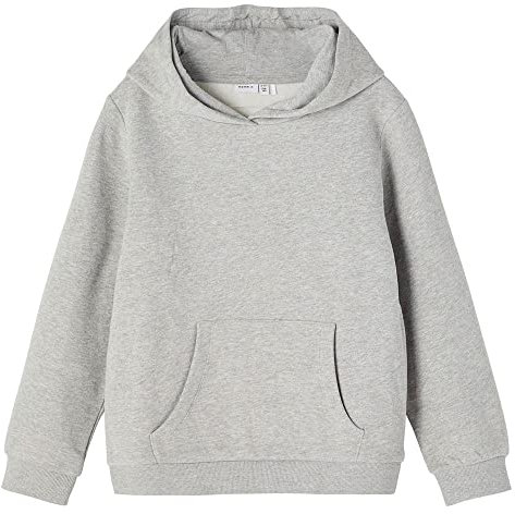 name it Mädchen NKFLENA LS Sweat BRU NOOS Kapuzenpullover, Grey Melange, 104