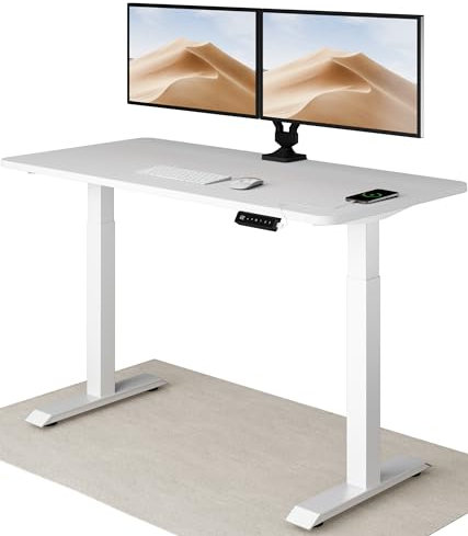 Desktronic HomeOne Standing Desk – 140 x 70 cm Height Adjustable Desk with Electric Dual Motor, Touchscreen Controller & Integrated USB/USB-C, 3 Memory Presets