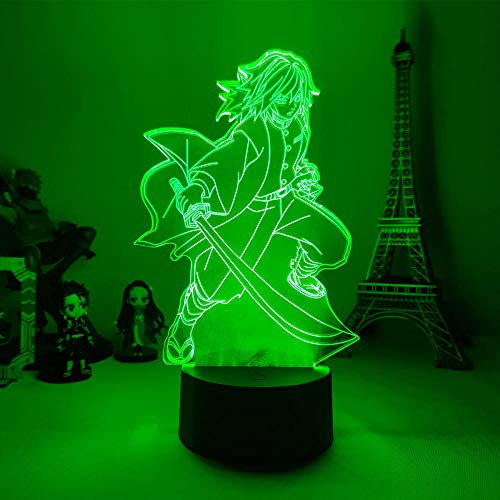 Anime 3D LED Illusion Lampe Charakter des Cartoon Demon Slayer Innenraum Dekorative RGB Nachtlicht Kindergeburtstagsgeschenk-16 Farbe mit Fernbedienung