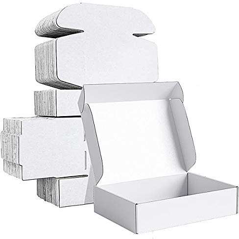 White Cardboard Boxes,15Pcs Corrugated Mailing Shipping Boxes with Lids,Storage Gift Boxes Packing Boxes 30x20x5cm