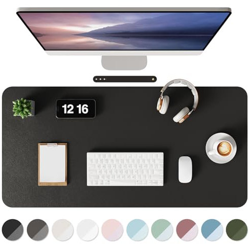 MOLMO Non-Slip Desk Mat, Waterproof Desk Pad Table Protector, Easy Clean Laptop Mat Large Mouse Pad Leather Writing Mat with Suede for Office /Home/Decor (Black, 80 x 40 cm)