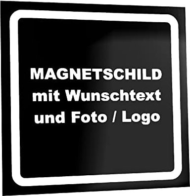 Kiwistar Magnetschild - mit Wunschtext und Foto individuell bedruckt - Werbung für Firma Büro personalisiert für Auto, KfZ LKW (schwarz, 10x10 cm)