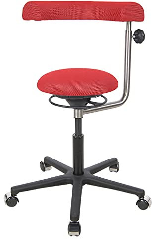 BALIMO Office - Bewegungsstuhl - Sitztrainer - ergonomischer Sitzhocker - Hocker mit Schwingeffekt - Rücken Trainer - Bürostuhl - Gestell Schwarz (Rot)