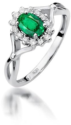 Damen Ring 585 14k Gold Weißgold echt Smaragd Edelstein Diamanten Brillanten