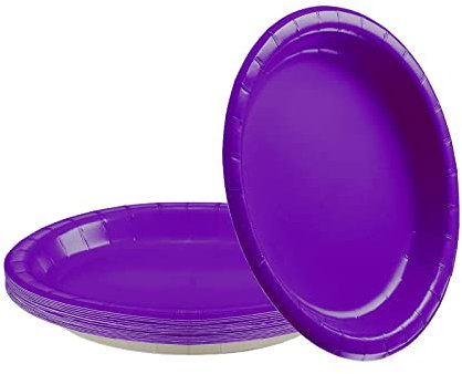 16Pcs Purple Paper Plates Party Supplies,7 Round Dessert Plate Dinner Luncheon Plates Plates Tableware Creative DIY Paper Plates Solid Color Party Plates for Kids Adult Birthday,BBQ,Picnic