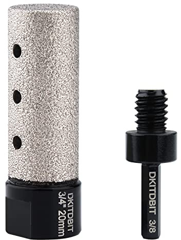 Diamond Coated Finger Bit, 3/4 Tile Milling Bit to Enlarge Grind Polish Shape Holes on Porcelain Ceramic Marble Granite Tile Countertop, with 5/8-11 Thread to 3/8 Hex Shank Adapter, Diameter 20mm