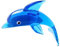Garneck Delfin-Ornament Kristall-Figur - Blaues Glas-Kunsthandwerk Mit Mini-Meeresschildkröte