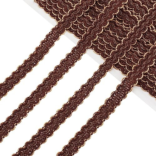 PH PandaHall 12m Trim in Treccia Gimp Marrone, 15mm Nastro di Pizzo di Poliestere Tessuto Decorativo Nastro Cucito Mestiere Trim per Cucire Tappezzeria Tenda Costume Vestiti Complementi Arredo Casa