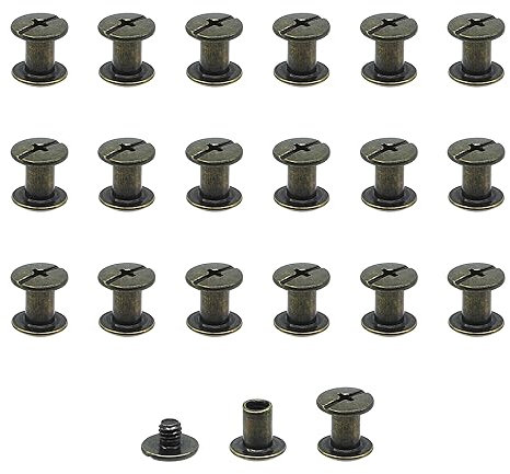 JJWNMLL Juego de 20 tornillos Chicago de M5x7mm, kit de tornillos de encuadernación Chicago, remache de uñas metal, botón Chicago, para cinturón de cuero,libro de recortes,encuadernación - Bronce