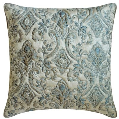 The HomeCentric Dekorativ Blau Kissen Überzüge, 2 Stück, 55x55 cm Jacquard Kissen, Kissenhülle mit Gestepptes und viktorianisches Design, Abstrakt Kissen, Modern Kissen Überzüge - Adelia