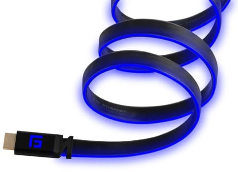 FLOATING GRIP Premium HDMI-Kabel mit LED-Licht, v2.1, High-Speed 8K@60Hz, Ethernet Ready (1,5 m, blau)