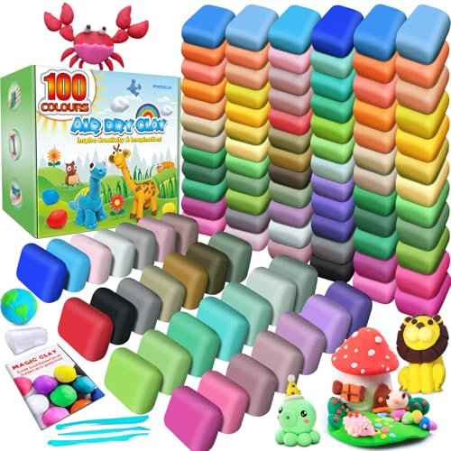 essenson Modelliermasse-Set - 100 Farben Lufttrocknende magische Knete für Kinder, Geschenk für Jungen und Mädchen im Alter von 3-12 Jahren