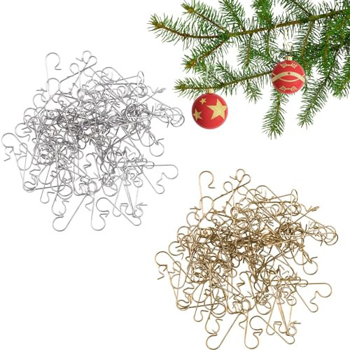 Suxgumoe Weihnachtsbaum Haken, 200 Stück S Haken Klein Ornament Baumhaken (Gold & Silber)