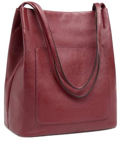 Kattee Borse da donna in pelle con chiusura magnetica sulla parte superiore, rosso vibo, Large