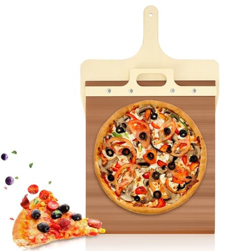 WALLFID Sliding Pizza Peel 12 inch,Pizza Board with Handle,Pizza Paddle for Transferring Pizzas,Non Stick Pizza Shovel,for Baking Homemade Pizza,Pizza Oven Accessories