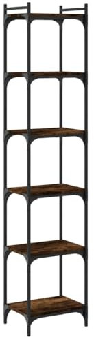 vidaXL Bücherregal, Bücherschrank mit 6 Böden, Regal mit verstellbaren Beinen, Standregal Aktenregal Büroregal, Räuchereiche Holzwerkstoff