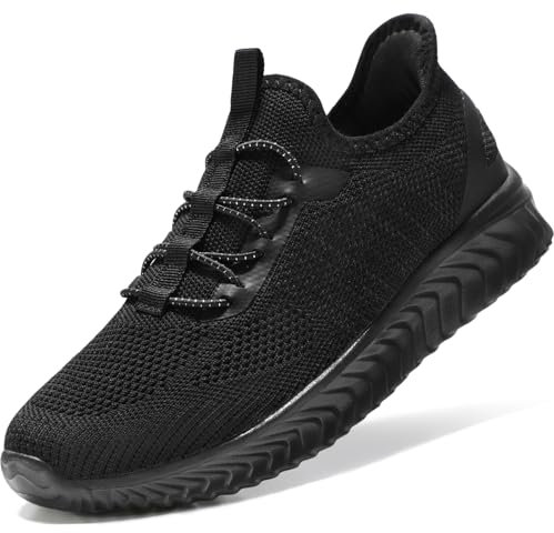STQ Zapatillas Mujer Deportivas Sin Cordones Non Slip Ligero Slip-on Zapatos Deportes Ligeros para Caminar Todo Negro 38 EU