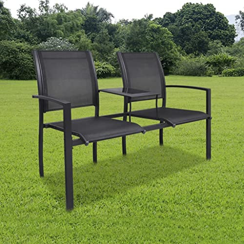 CBLDF 2-Sitzer Gartenbank 131 cm Stahl und Textilene schwarz