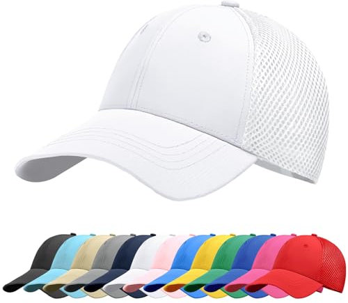 Baynetin Baseball Kappe Unisex Klassisch Verstellbar Atmungsaktive Sportlicher Sonnenschutz Basecap Atmungsaktive Masche Freizeit UV Baseballmütze (Weiß)