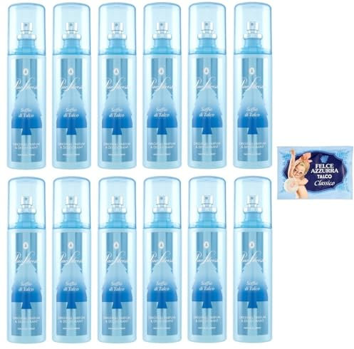 12er-Pack Pino Silvestre Soffio di Talco Original Parfum & Deodorant Spray 125ml + 1er-Pack Kostenlos Felce Azzurra Talkumpuder, 100g-Beutel