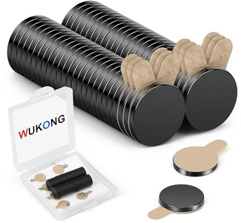 Wukong 8×1mm Mini Magnete Stark, 50 Stück Neodym Magnete Selbstklebend Stark, Schwarzer Magnete Klein, Starke Magnete für Glasmagnettafel Büro und Informationstafel