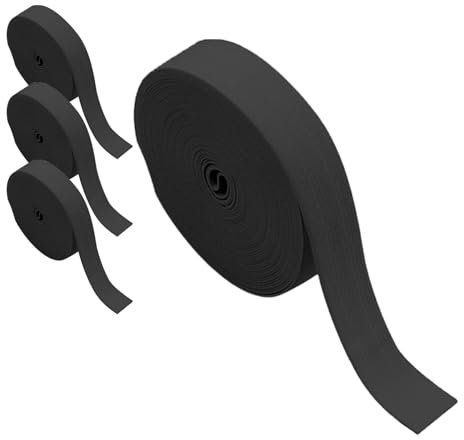 Gummiband, Elastisch Band, Gummibänder, Gummiband zum Nähen für Hose Rock Perücke Kleidung, Breite 10mm, 20mm, 30mm, 40mm, Nicht Leicht Verformbar, DIY Handgemacht, 2M Schwarz, 4 Stück